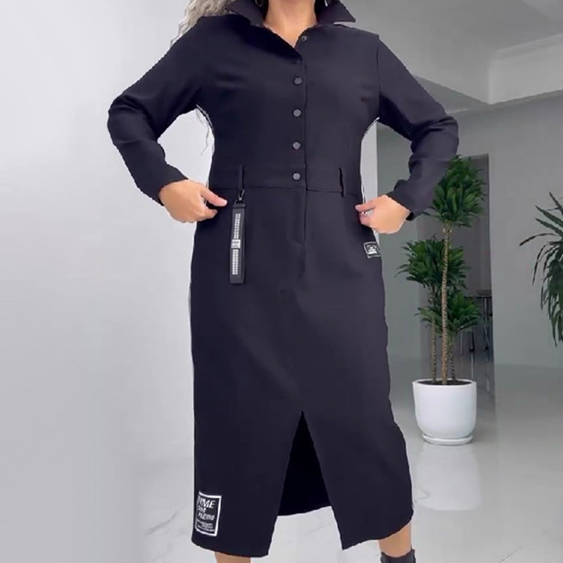 Léa™ | Robe Boutonnée Élégante à Manches Longues