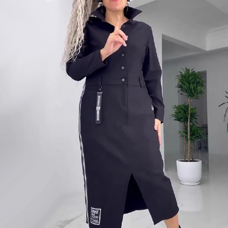 Léa™ | Robe Boutonnée Élégante à Manches Longues