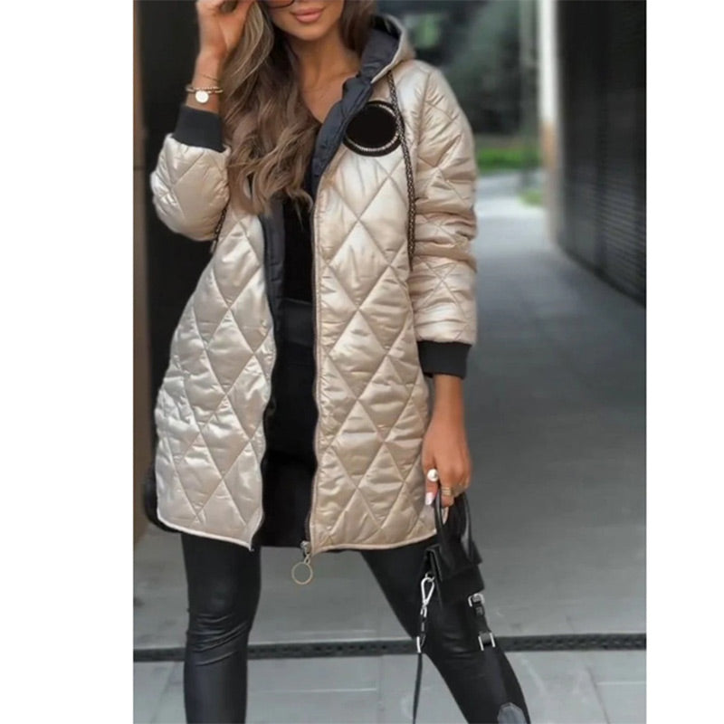 Elena™ | Manteau d'Hiver Matelassé avec Capuche et Fermeture Éclair