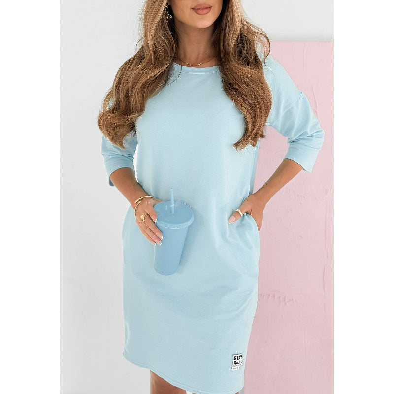 Jamie™ | Robe Élégante à Col Rond et Manches 3/4 avec Poches
