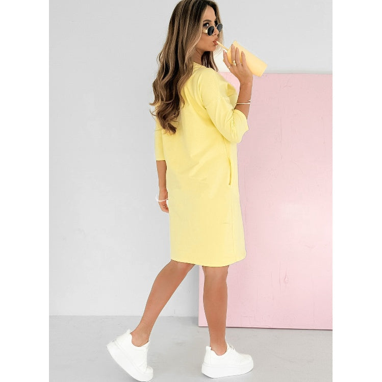 Jamie™ | Robe Élégante à Col Rond et Manches 3/4 avec Poches