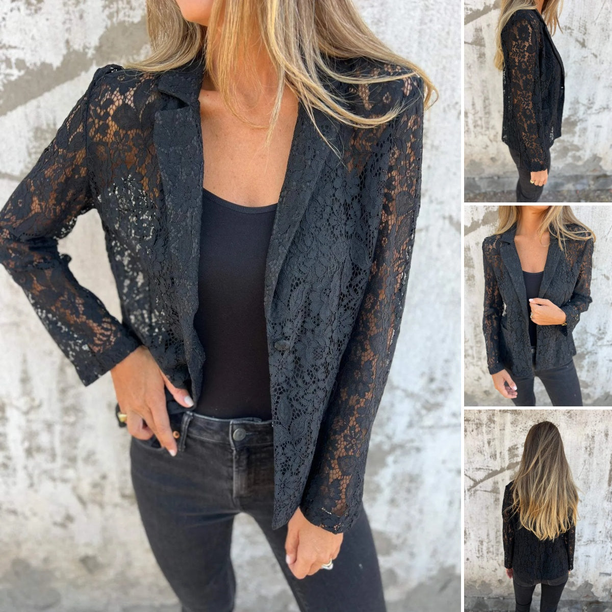 Naomi™ | Blazer Élégant en Dentelle et Maille