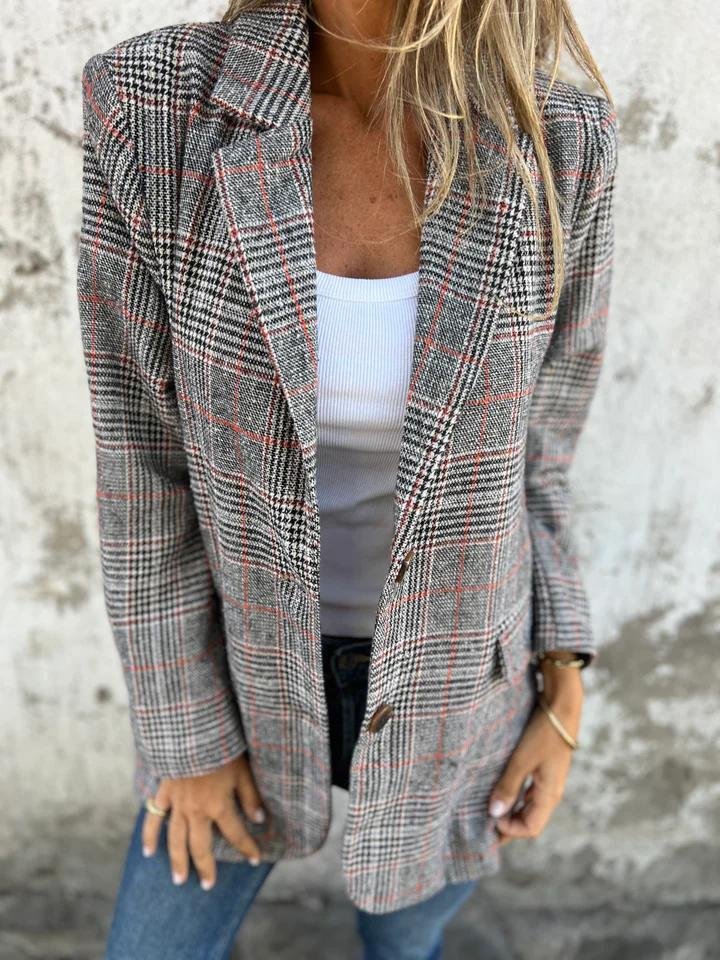 Leona™ | Blazer à Carreaux Décontracté et Élégant