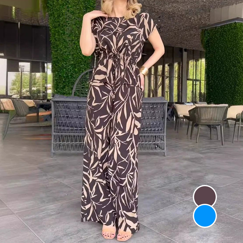 Faye™ | Ensemble Élégant à Imprimé et Pantalon Large