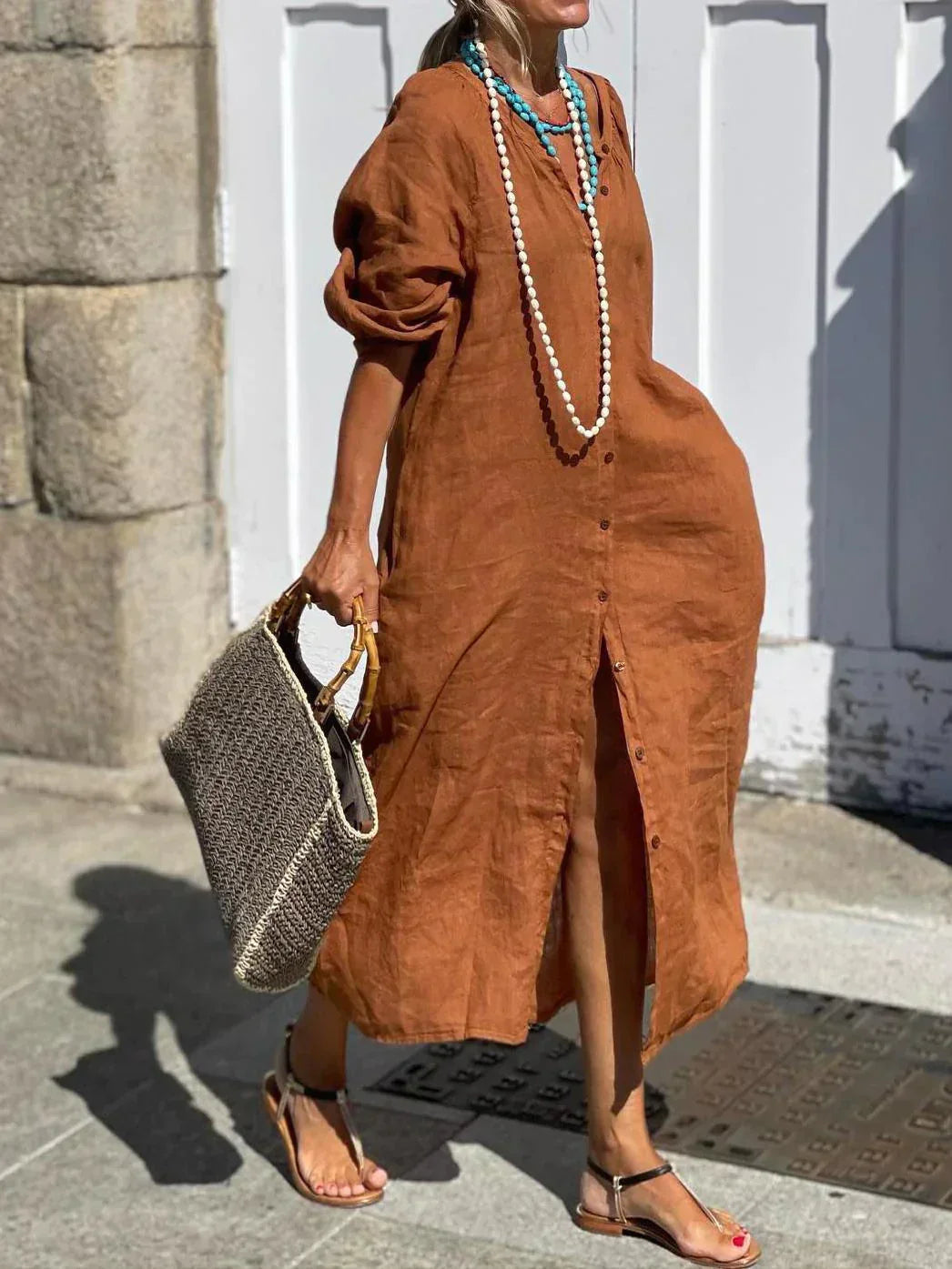 Bali™ | Robe Élégante en Coton et lin
